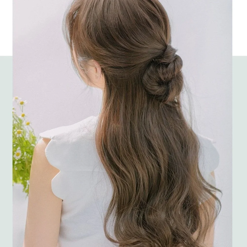 Pinkage Fringed S-Curl Long Full Wig with Soft Bangs In Brown